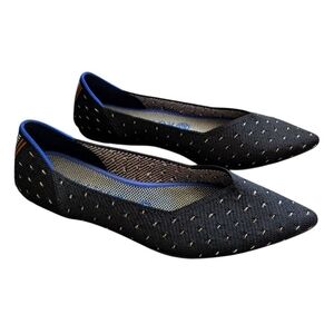 Rothy's Black and Blue Patterned Flats
